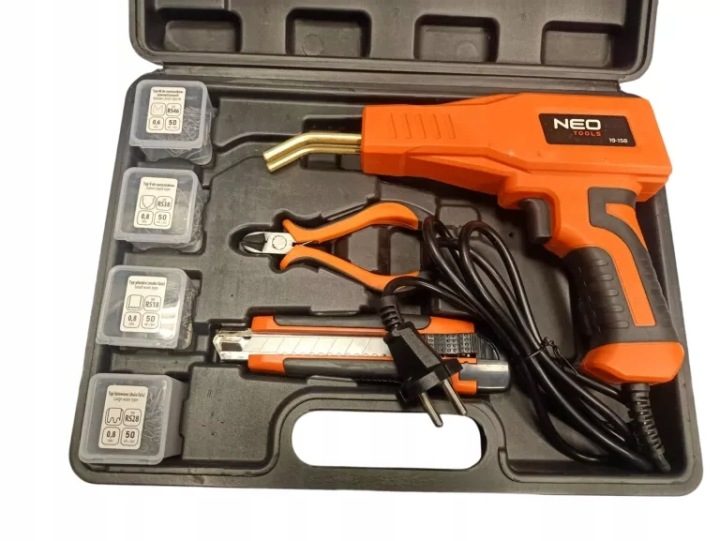NEO паяльник для пластика 50W + 200 zszywek нож клещи боковые 19-158, фото 1
