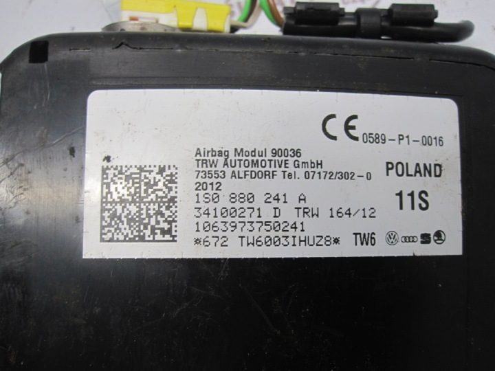 VOLKSWAGEN UP 12 г. подушка безопасности сиденья левая передняя 1S0880241A 0589-P1-0016, фото 4