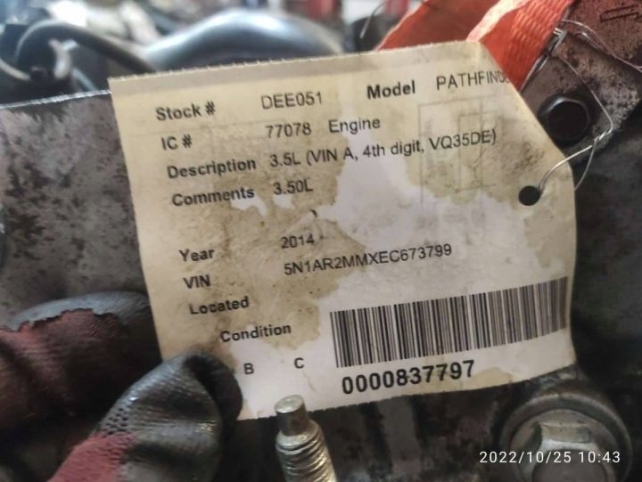 Двигатель в сборе Nissan Pathfinder R52 2014 VQ35, фото 8