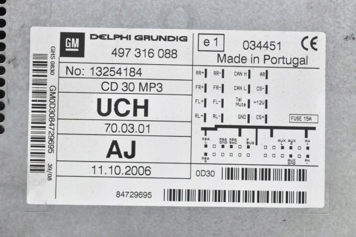 МАГНИТОЛА CD MP3 13254184 OPEL CORSA D 06-11, фото 6