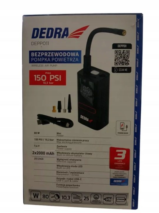 Беспроводной насос воздуха 2x2000 мАч DEPP011 Power bank, разный wentyle, фото 2