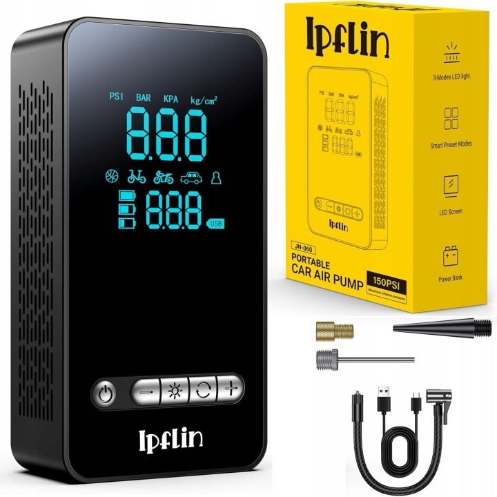 Переносной компрессор воздуха 150 PSI Ipflin черный, фото 1