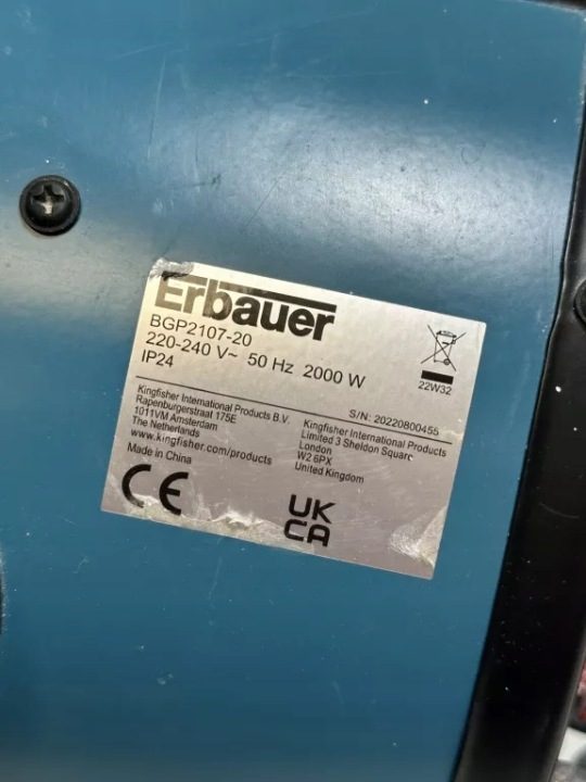 Отопитель электрический Erbauer 2000W BGP2107-20 /N, фото 2