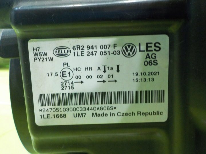 VW POLO V 6R 1.4 бензин 13 г. ХЭТЧБЕК 5D фара левая передняя 6R2941007F 1LE247051, фото 6