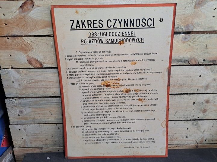 ТАБЛИЧКА INFORMACYJNA ПНР ДИАПАЗОН CZYNNOŚCI ЭКСПЛУАТАЦИИ АВТОМОБИЛЕЙ АВТОМОБИЛЬНЫХ, фото 2