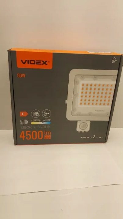 Прожектор с датчиком движения Videx VLE-F2e-505W-S 50 Вт 4500 lm 5000K IP65, фото 2