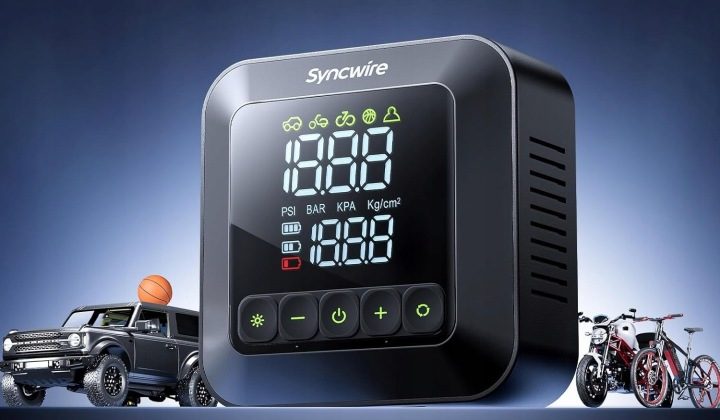 Компрессор воздуха переносной Syncwire Mini LCD 10,35 Bara DC12V, фото 5