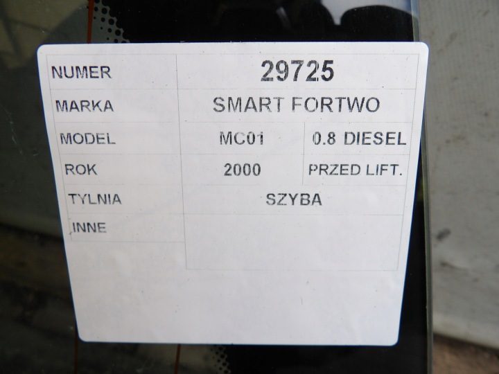 Smart Fortwo MC01 стекло заднее 0,8D, фото 3