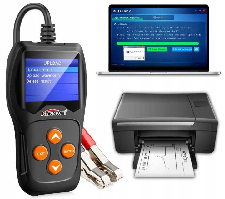 Тестер аккумуляторов Konnwei KW600 LCD измеритель цифровой 6V 12V польский меню, фото 2