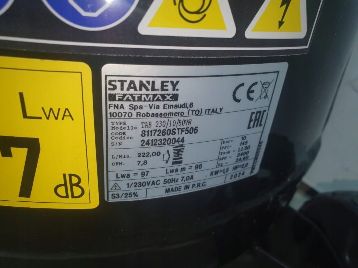 Компрессор безмасляный Stanley Fatmax 50 l 10 бар, фото 9