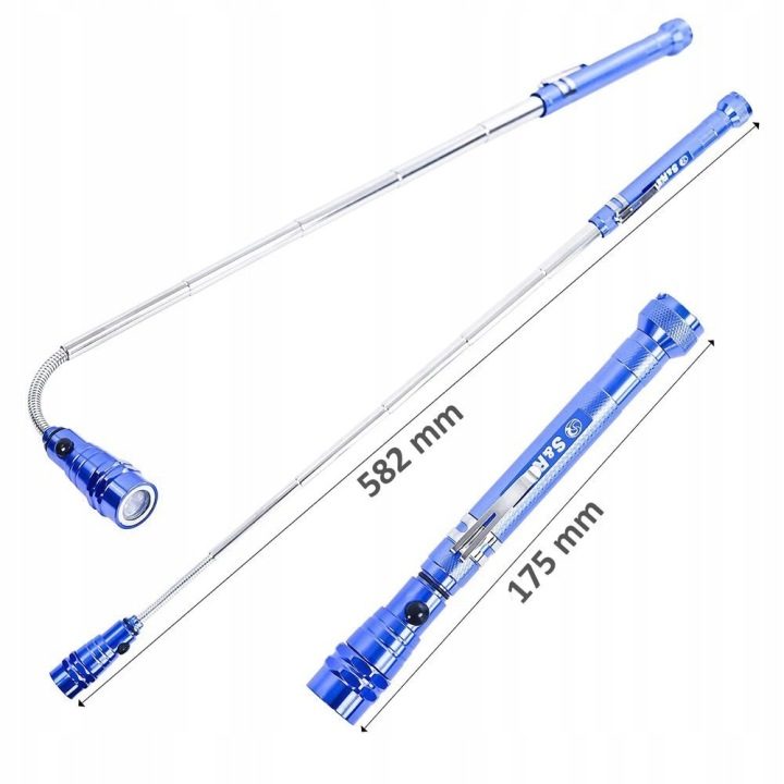 S&R Фонарик магнитный teleskopowa 3 LED 175-582 мм chwytak, фото 3