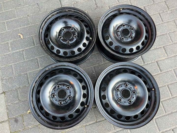 4× Штампованный диск Volkswagen OE СТАЛЬНОЙ 6JX15 5X112 ET43 6.0" x 15" 5x112 ET 43, фото 1
