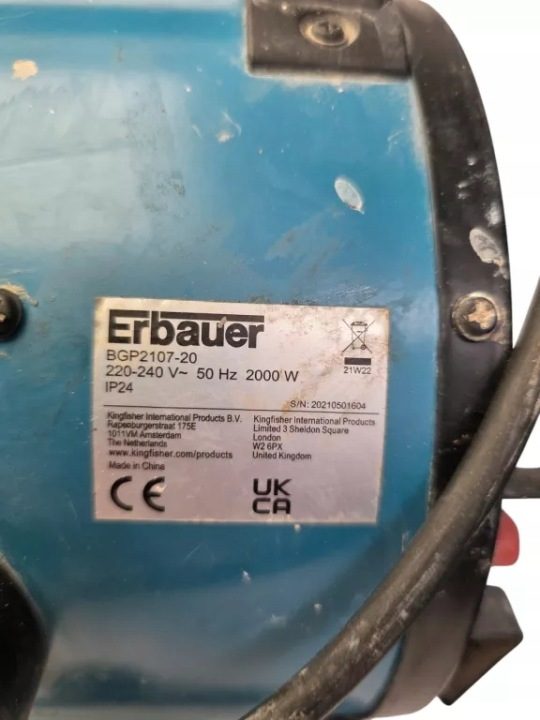 ОТОПИТЕЛЬ ЭЛЕКТРИЧЕСКИЙ ERBAUER BGP2107-20 2000 Вт, фото 3