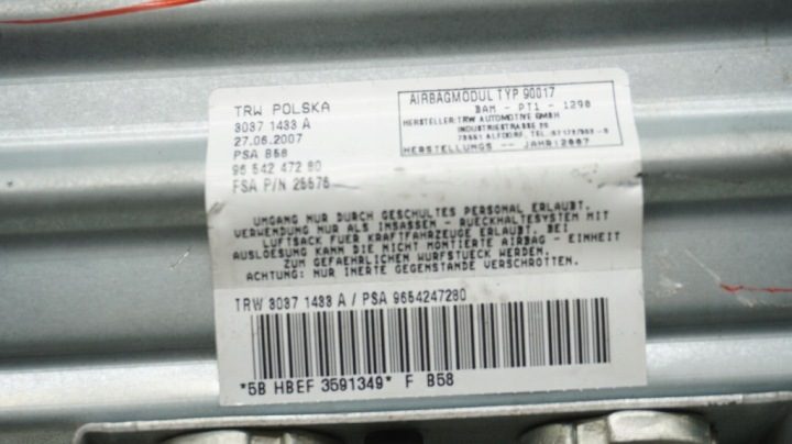 CITROEN C4 PICASSO ПОДУШКА БЕЗОПАСНОСТИ ПАССАЖИРА 30371433A, фото 6
