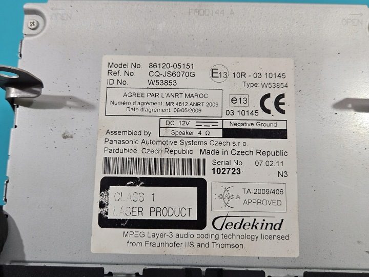 МАГНИТОЛА ШТАТНАЯ TOYOTA AVENSIS III T27 86120-05151, фото 5