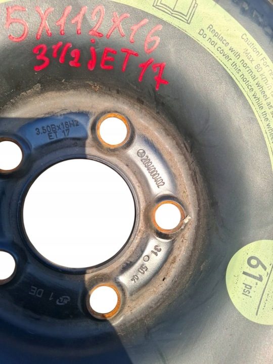 Mercedes MB W209 Докатка 125/90 5x112R16 ET17 Запаска dojazd 2094000402, фото 2