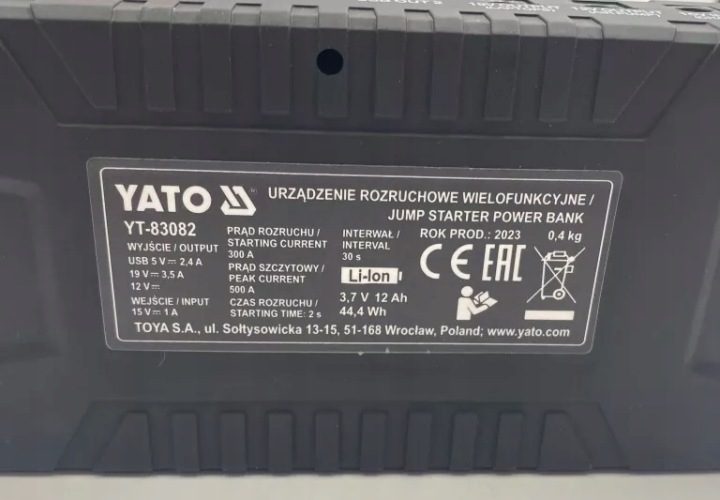 Устройство пусковое Yato 12000 мАч 12 В 500 А, фото 5