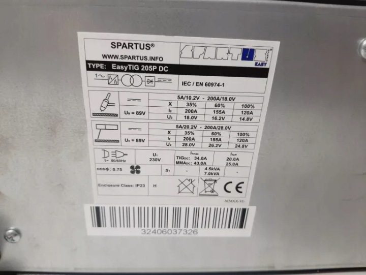 СВАРОЧНЫЙ ИНВЕРТОР SPARTUS EASY TIG 205E PULSE DC MMA 230V 200A, фото 7