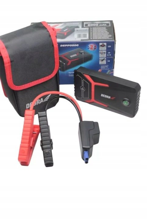 Устройство для пуска DEDRA Jump Стартер 8000 мАч USB-C LED Booster 29,6 Вт·ч, фото 1