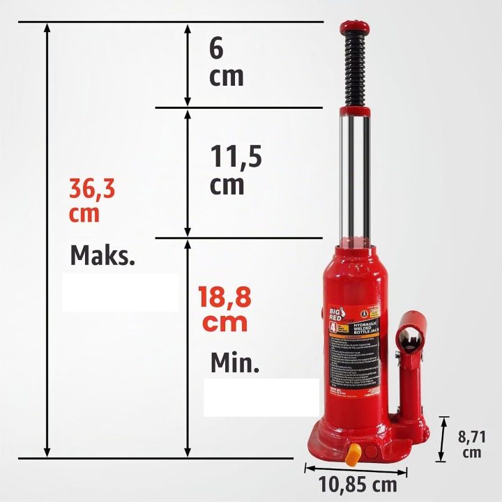 Домкрат słupkowy Torin BIG КРАСНЫЙ 4 тонны (T90413) с кейсом, фото 2