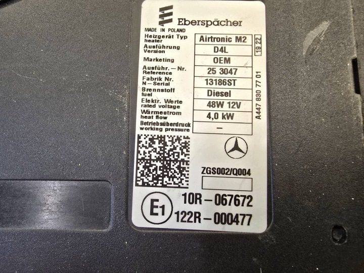 Mercedes-Benz Sprinter W907 W910 АВТОНОМНЫЙ ОТОПИТЕЛЬ WEBASTO . B *, фото 7