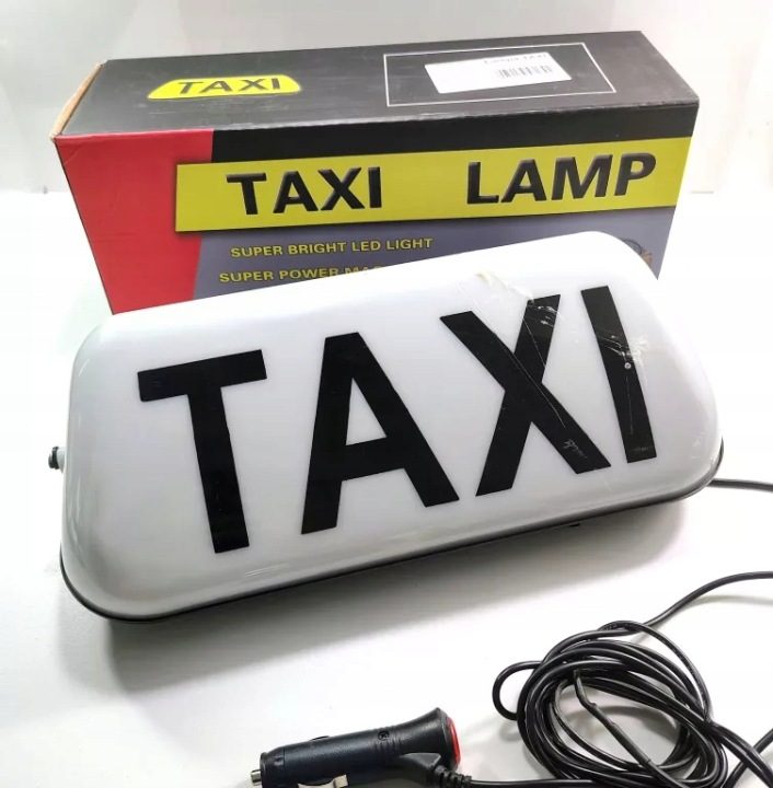 Проблесковый маячок taxi белый LED 35 см магнит разъем 3 м, фото 1
