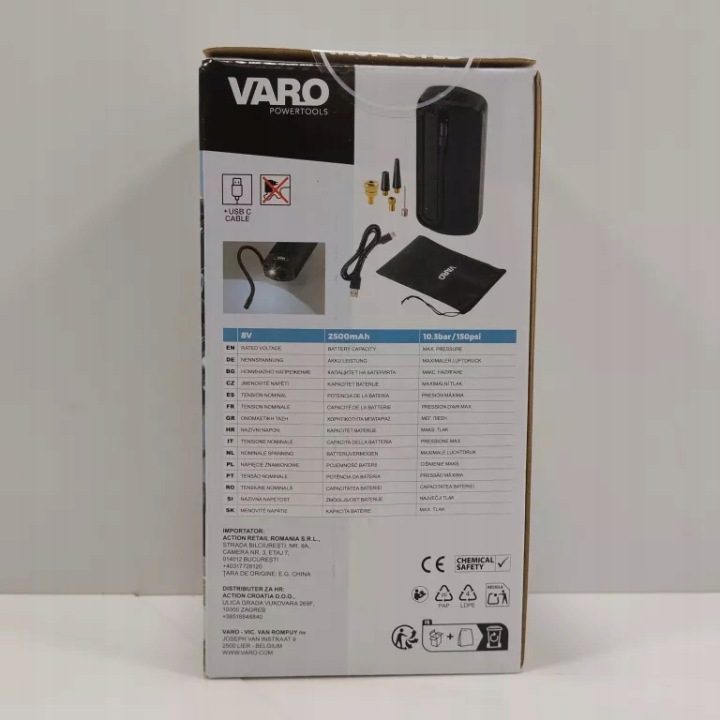 КОМПРЕССОР АККУМУЛЯТОРНЫЙ VARO 10075/23 2000 мАч, фото 2