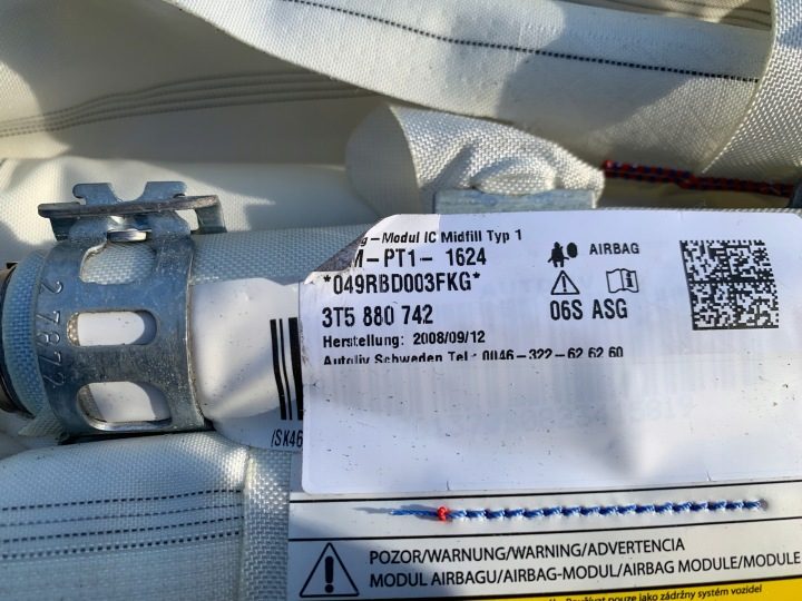 ШТОРКА AIRBAG ПРАВЫЙ SKODA SUPERB II 2 ХЭТЧБЕК 3T5880742 100% ИСПРАВНЫЙ ОРИГИНАЛ, фото 2