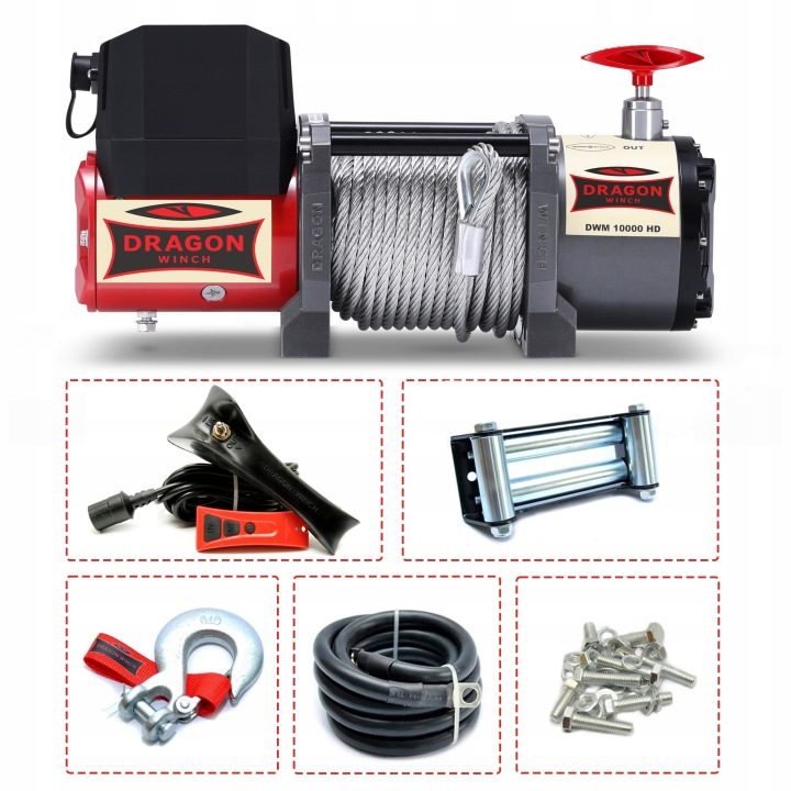 Dragon Winch лебедка электрическая 12V 10000 lbs / 4536 кг с liną stalową, фото 2