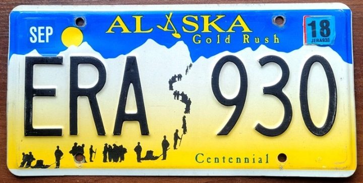 Alaska 1970/74 - табличка номерная с США, фото 2