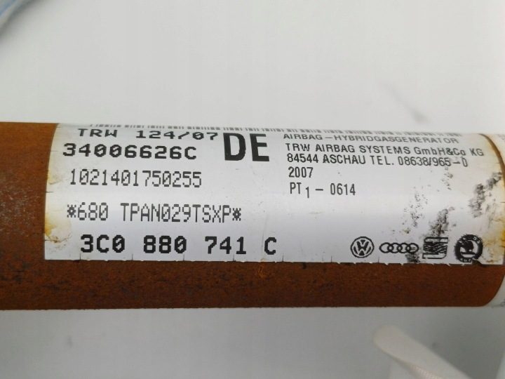 ШТОРКА БЕЗОПАСНОСТИ AIRBAG ЛЕВЫЙ VW PASSAT B6 УНИВЕРСАЛ 3C0880741C NR33, фото 3