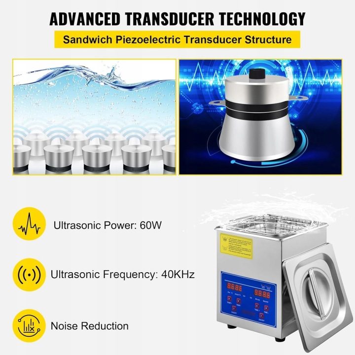 Мойка ультразвуковая 158W 2L 33-40KHz с дисплеем LED сталь нержавеющая, фото 5