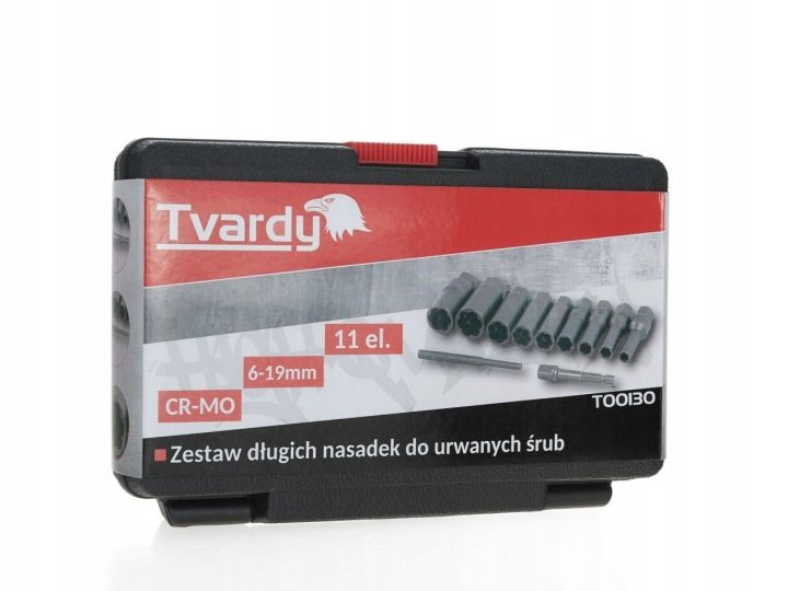 TVARDY Комплект długich насадок для urwanych болтов 11 шт. 6-19mm CR-MO T00130, фото 6