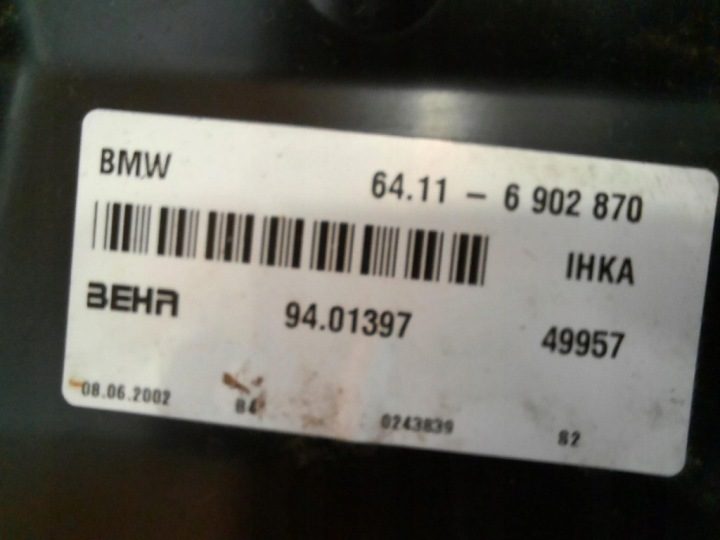 BMW 318 E46 01-06 316i MT 116 л.с. ОТОПИТЕЛЬ 6411-6902870 N42B18A, фото 9