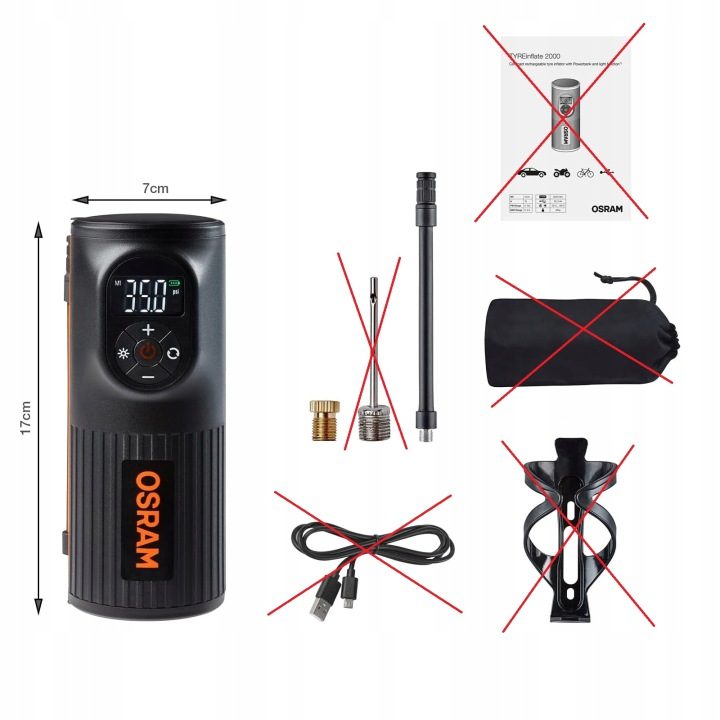 Osram Компрессор Аккумуляторный OTIR2000 120 PSI Насос USB Авто Велосипед, фото 2