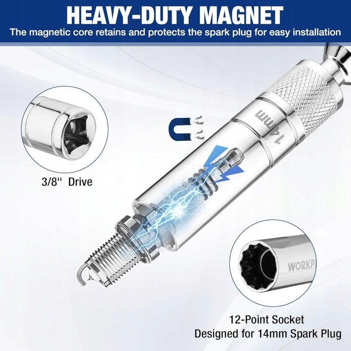 Насадка для свечей зажигания Falcon 14 мм 3/8" магнитная с przegubem, фото 5