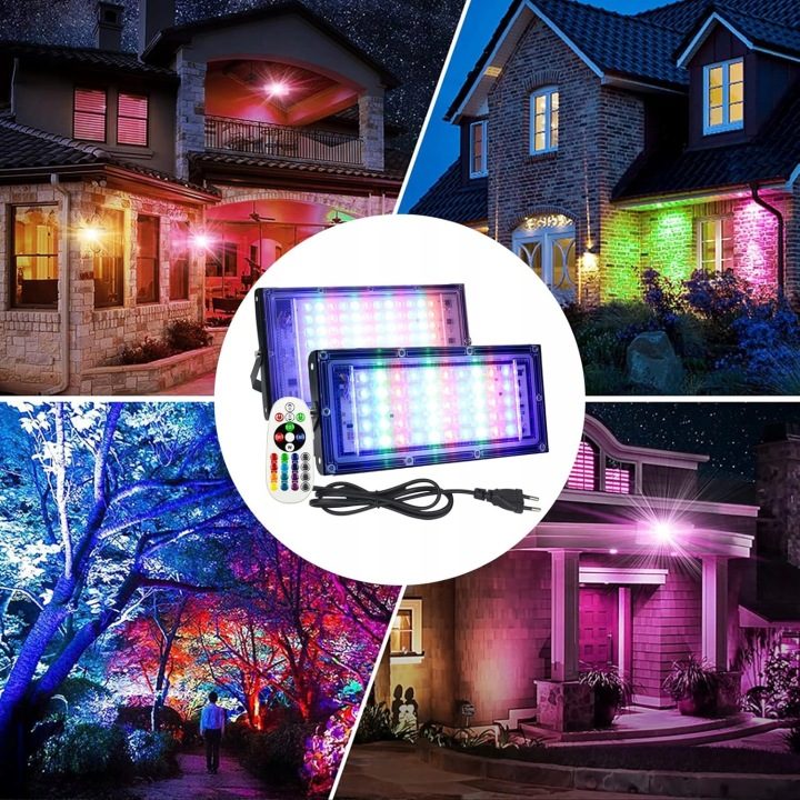 Floodlight Фара Наружная RGB LED 50W IP65 Пульт 2 шт. Прожектор, фото 2