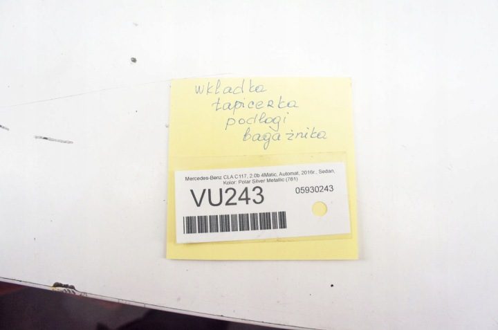 VU243 Mercedes CLA C117 W117 Личинка Пол Пластина Багажника Седан, фото 4