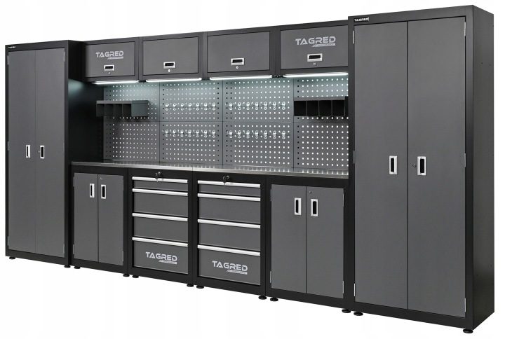 Подрамник инструментальный Tagred черный 8 ящиков сталь INOX с oświetleniem LED, фото 4