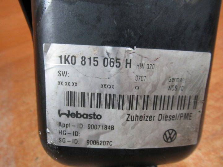 WEBASTO THERMO TOP V VW TOURAN 1T 1,9 TDI 9004573H 1K0815065H ДИЗЕЛЬ, фото 3