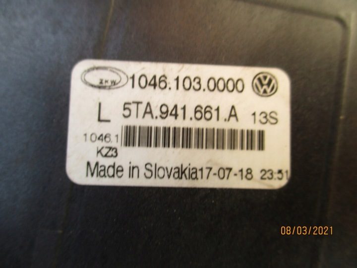 VW TOURAN 5TA ПРОТИВОТУМАННАЯ ФАРА ЛЕВАЯ ПЕРЕДНЯЯ, фото 5