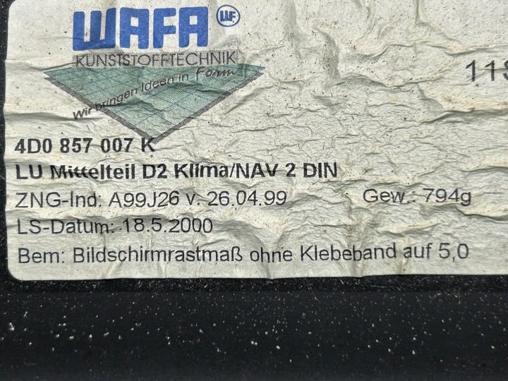 Рамка каркас кронштейн магнитолы 2 DIN Audi A8 D2 рестайлинг, фото 10