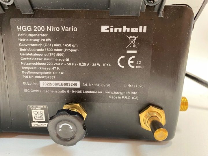 Отопитель газовый Einhell HGG 200 Niro Vario 2330920 20 кВт, фото 2