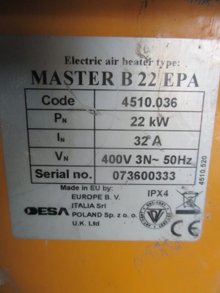 Отопитель электрический 400V Master B 22 EPA 22 кВт, фото 9