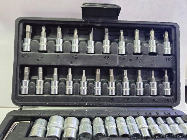 КОМПЛЕКТ ТОРЦЕВЫХ ГОЛОВОК 46 ЭЛЕМЕНТОВ ТРЕЩОТКА БИТЫ КЕЙС TORX, фото 2