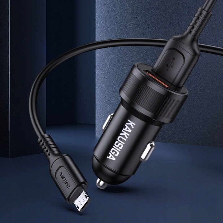 ЗАРЯДНОЕ УСТРОЙСТВО АВТОМОБИЛЬНОЕ KAKUSIGA DUAL ПОРТ + КАБЕЛЬ МИКРО USB 2.4A, фото 3
