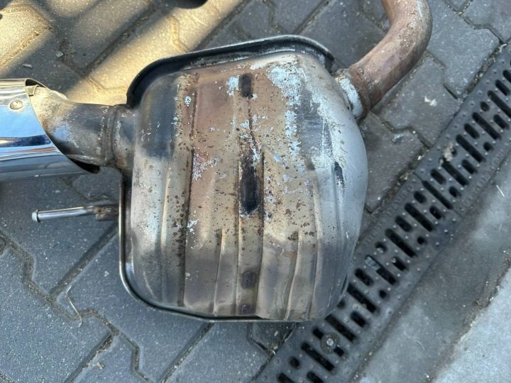 Задний глушитель левый короб наконечник хром Mercedes SL R230 W230, фото 8