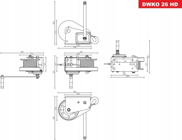 Лебедка korbowa Dragon Winch DWKO26HD ручная 2600lbs, фото 4
