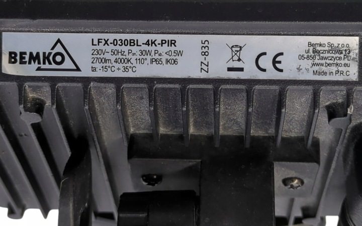 Прожектор LED LFX 30W 4000K 2700LM IP65 черный датчик движения Bemko, фото 3
