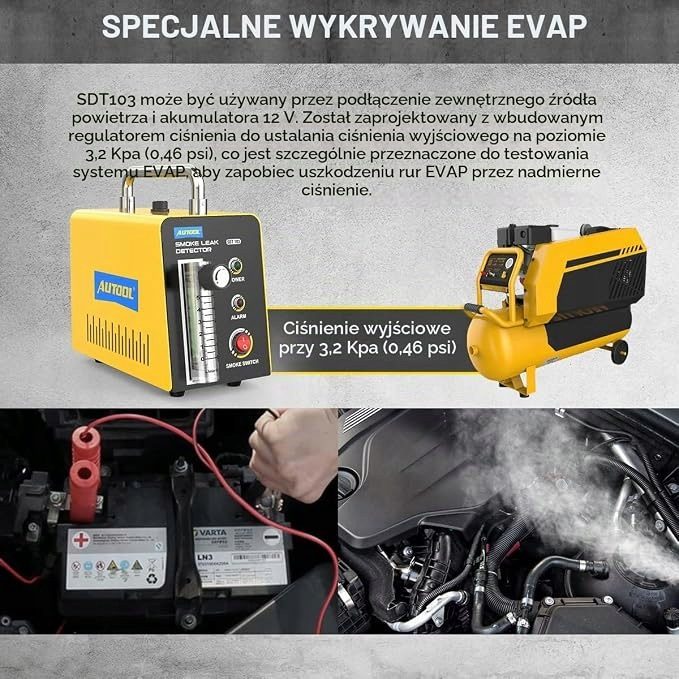 ТЕСТЕР ГЕРМЕТИЧНОСТИ ВЫХЛОПНОЙ СИСТЕМЫ В АВТО МАШИНА ДЛЯ DYMU SDT 103 R28, фото 6